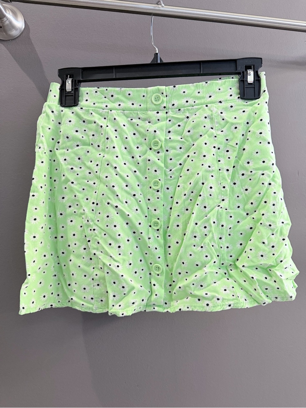 art class Neon Lime Polka Dot Button-Front Skirt